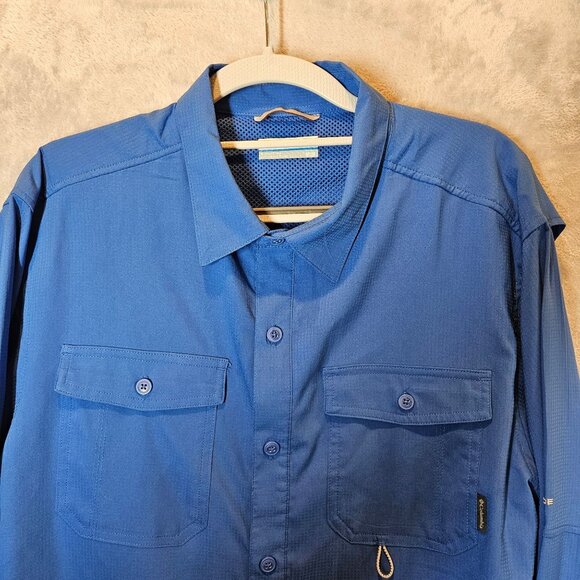 Columbia Mens L Blue PFG Bahama II Long Sleeve Shirt Vented Fishing Outdoor - Picture 3 of 14